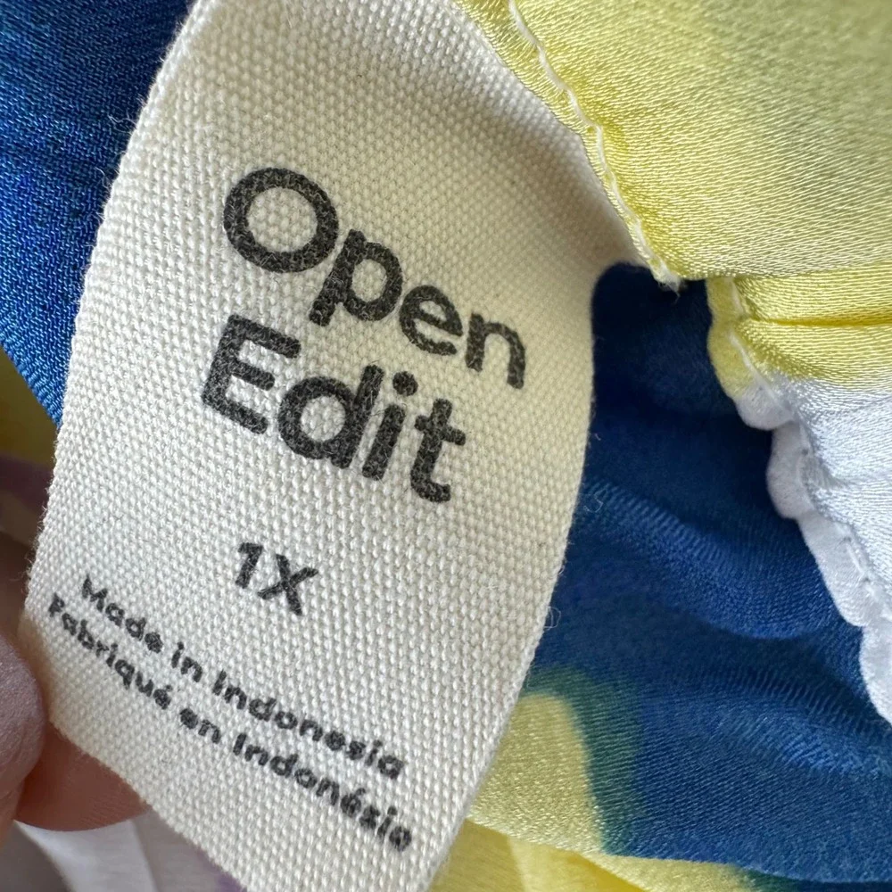Open Edit Cutout Waist Yellow Color Fusion 2 Piece Set‎ Top and Midi Skirt Sz 1X